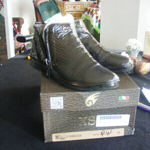 XSA Italian Designer "Naplak" Shiny Leather Dual Zip Ankle Boots Size 36 (US6)